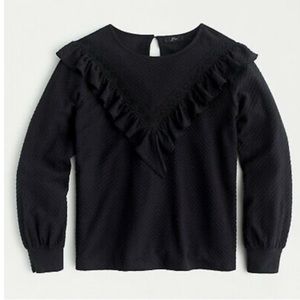 J. Crew Black Ruffle Top